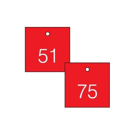 Accuform Engraved Numbered Tags, Adhesive Dura-Poly, 0.025 in H x 2-1/2 in W, 25 PK TDG372RD